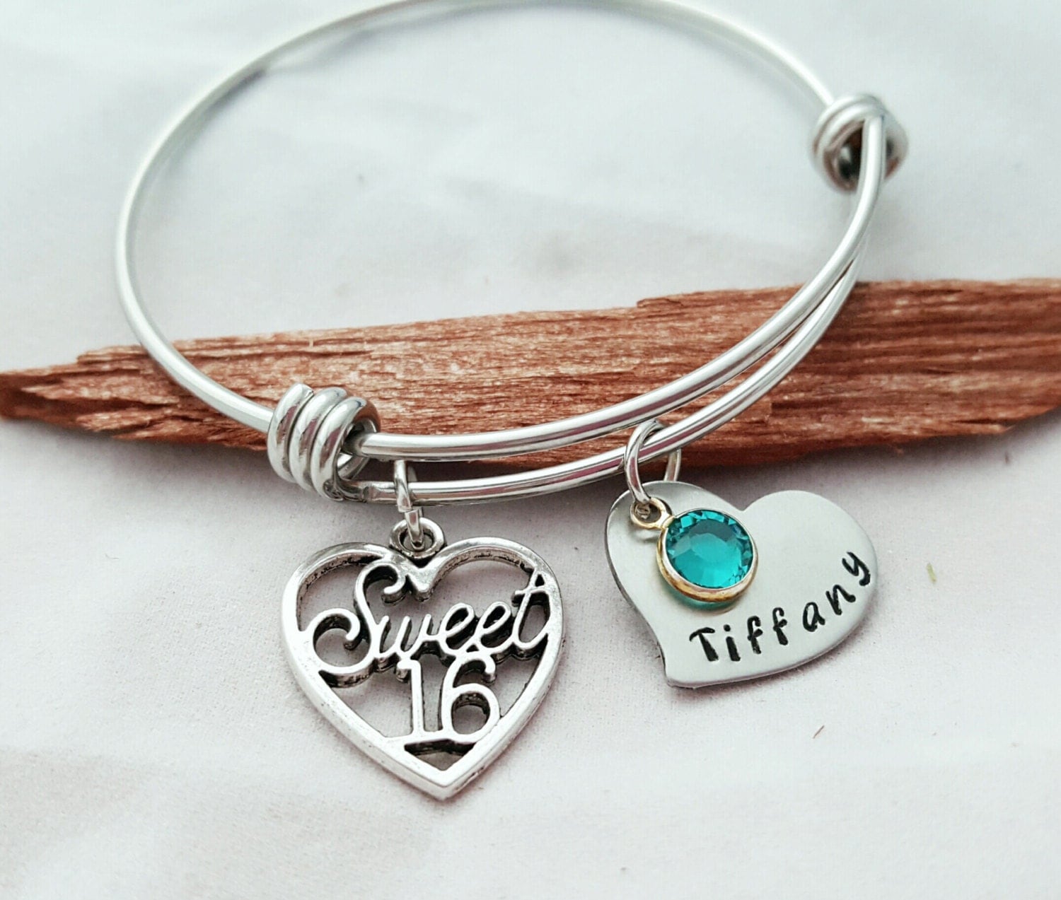 Sweet 16 bangle Sweet 16 bracelet 16th Birthday for by TiffysLove