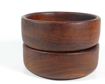 Teak Salad Bowls - Set of 2 Vintage Teak Bowls Wood Bowls