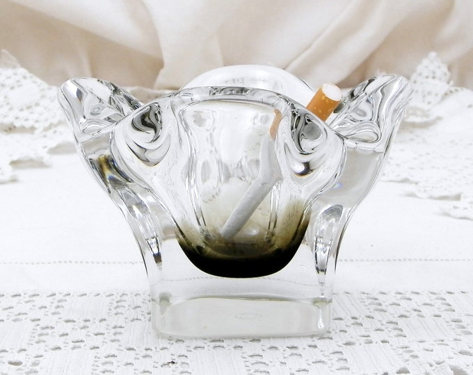 Vintage French Mid Century Signed Bayel Smoked Crystal Glass Heavy Ashtray / Bowl, Murano Style, Man Decor, Retro, Vintage, Home, Interior Vintage French Mid Century Signed Bayel Smoked Crystal Glass Heavy Ashtray / Bowl, Murano Style, Man Decor, Retro, Vintage, Home, Interior