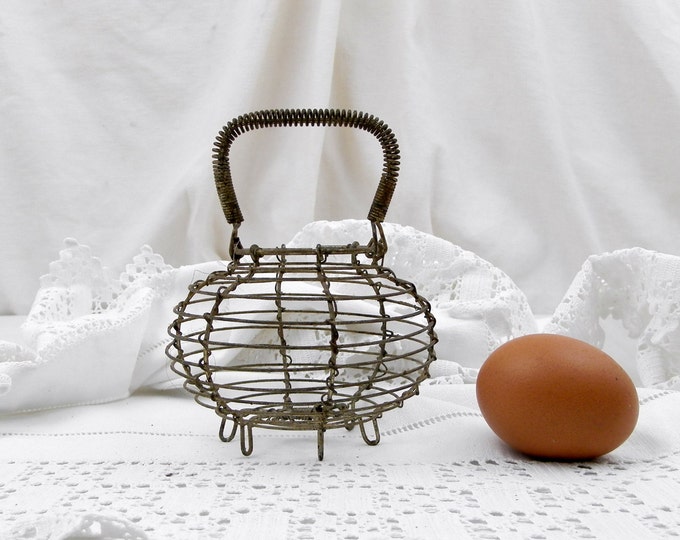 Vintage French Toy Wire Ware Egg Basket, Miniature Wire Salad Basket, French Country Décor, Retro, Vintage, Interior, Cottage, Collectible