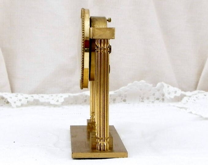 Working Vintage Mid Century Gold 1950s Rare French Mechanical Ornate Alarm Clock Solo, Made in France, Unusual Wind-up Metal Bedside Clock Working Vintage Mid Century Gold 1950s Rare French Mechanical Ornate Alarm Clock Solo, Made in France, Unusual Wind-up Metal Bedside Clock