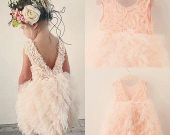 Open-back pageant dress |Infant baby girls' lace | open- back lace dress