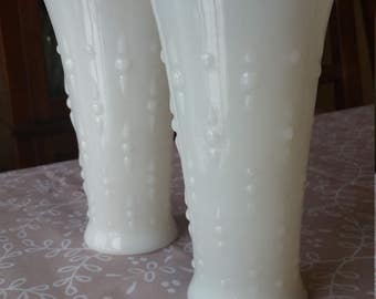 Pair of Vintage Milk Glass Vases