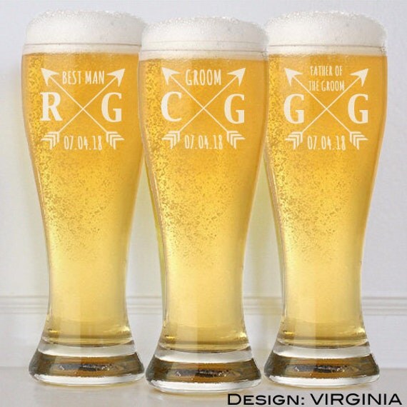 Custom Beer Glasses Wedding Party Favors Groomsmen Gifts