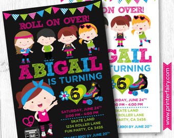 Roller Skating Invitation, Roller Skating Birthday Invitations, 80s Birthday Invitation, Roller Skate Invite DIGITAL Invitation, 2 options