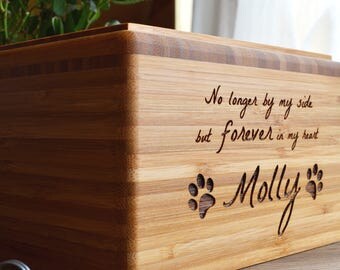 Pet Urn, Memorial Box, Bamboo, Personalized, Dog, Cat, Eco-Friendly