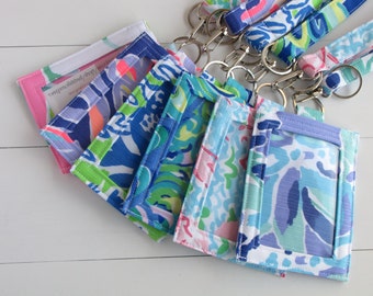 ID Badge Holder, Teacher ID Holder, Metro Card Holder, Lilly Pulitzer Fabric