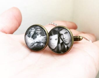 18mm Personalized Photo Memory Cufflinks, Vintage Style Cufflinks, Wedding, Anniversary, Birthday, Groomsmen Keepsake, Wedding Charm