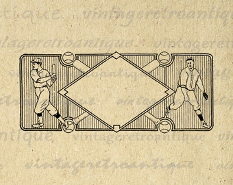 Printable Baseball Player Image Digital by VintageRetroAntique