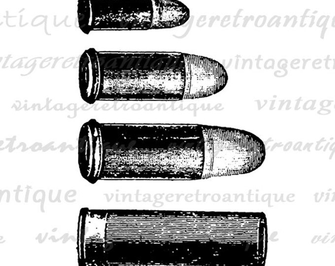 Digital Printable Bullet Collection Graphic Collage Sheet Image Ammo Download Vintage Clip Art Jpg Png Eps HQ 300dpi No.1351