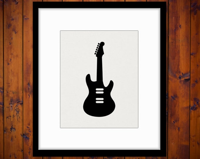 Electric Guitar Printable Graphic Download Music Icon Digital Image Vintage Clip Art Jpg Png Eps HQ 300dpi No.4331