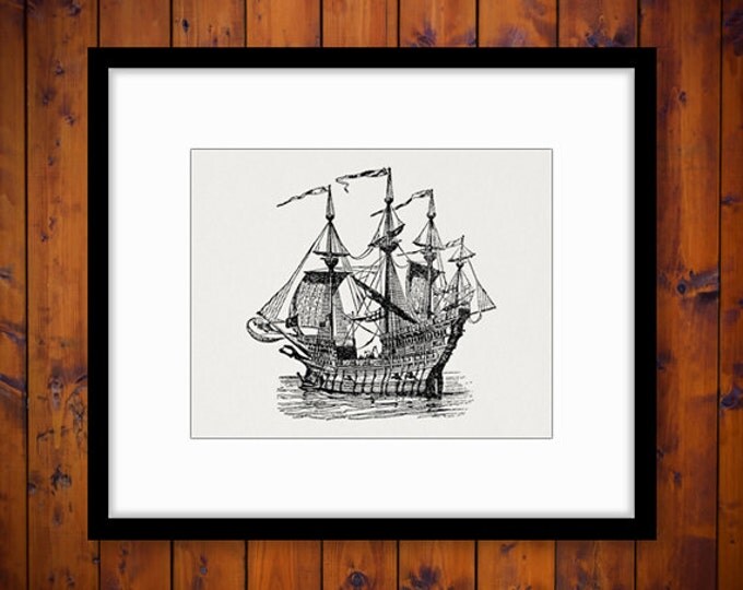 Ship Image Graphic Printable Antique Boat Download Digital Artwork Jpg Png Eps HQ 300dpi No.2169