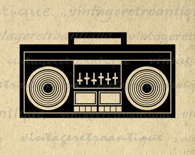 Boombox Image Printable Digital Download Music Radio Stereo Graphic Vintage Clip Art Jpg Png Eps HQ 300dpi No.3999