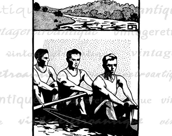 Digital Printable Crew Rowing Image Download Graphic Artwork Antique Clip Art Jpg Png Eps HQ 300dpi No.4141