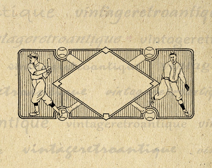 Vintage Baseball Design Graphic Digital Image Sports Printable Download Antique Clip Art Jpg Png Eps HQ 300dpi No.4297