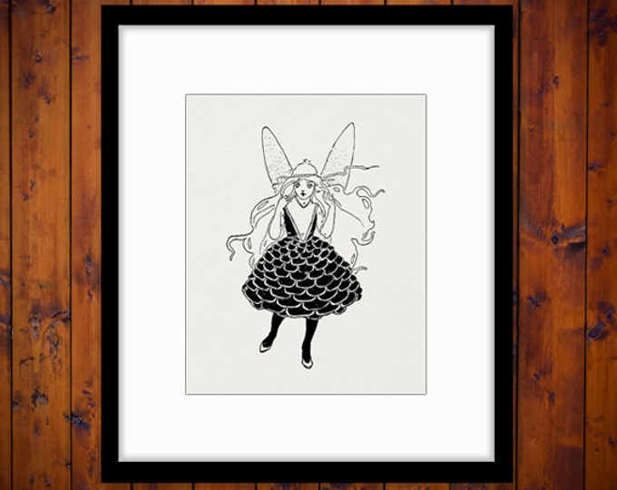 Digital Fairy Printable Image Download Graphic Illustration Vintage Clip Art Jpg Png Eps HQ 300dpi No.2421