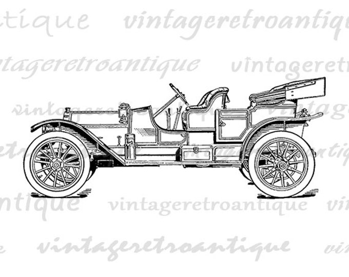 Printable Old Fashioned Car Graphic Digital Antique Automobile Image Download Vintage Clip Art Jpg Png Eps HQ 300dpi No.3549