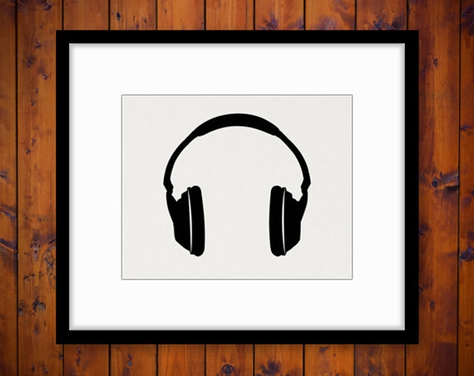 Headphones Graphic Image Digital Music Download Printable Illustration Vintage Clip Art Jpg Png Eps HQ 300dpi No.4521