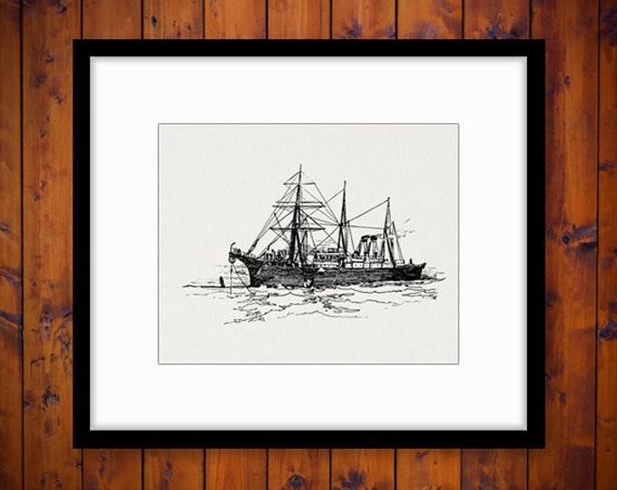 Printable Ship Boat Digital Image Download Graphic Illustration Jpg Png Eps HQ 300dpi No.2833