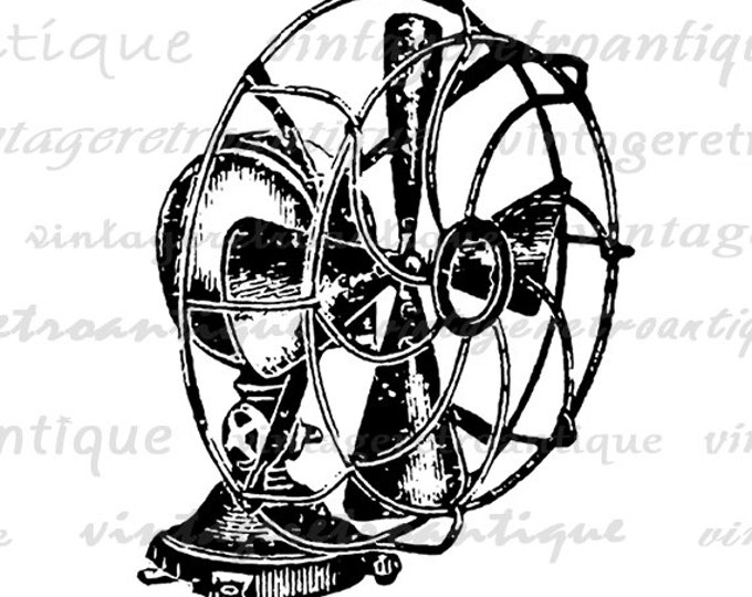 Antique Electric Fan Printable Digital Graphic Vintage Download Image Clip Art Jpg Png Eps 18x18 HQ 300dpi No.1543