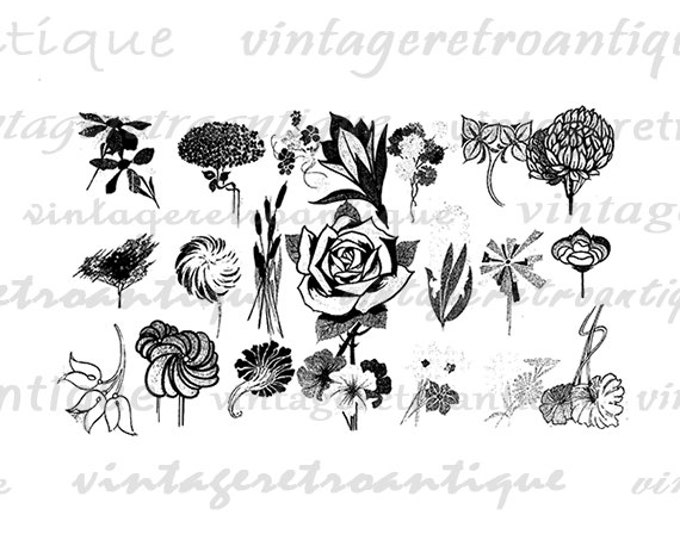 Digital Image Flower Design Element Printable Collage Sheet Emblem Graphic Ornament Download Vintage Clip Art HQ 300dpi No.361