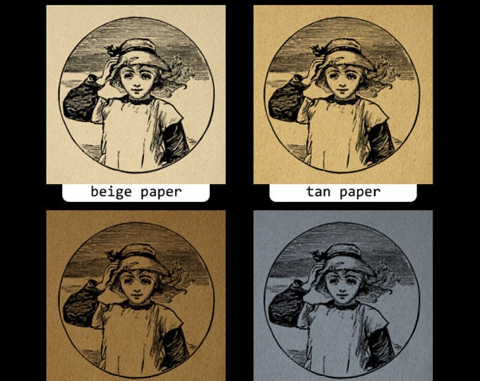 Printable Image Girl with Hat Graphic Download Antique Illustration Digital Vintage Clip Art Jpg Png Eps HQ 300dpi No.2415