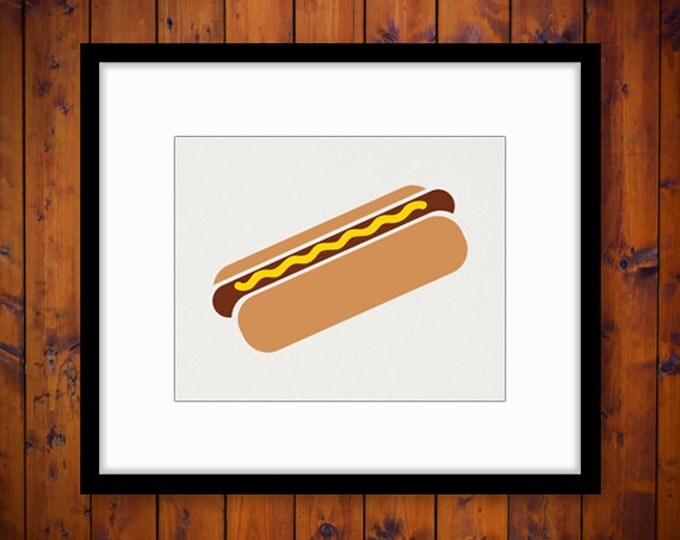 Digital Printable Hot Dog Illustration Graphic Image Download Artwork Vintage Clip Art HQ 300dpi No.4025