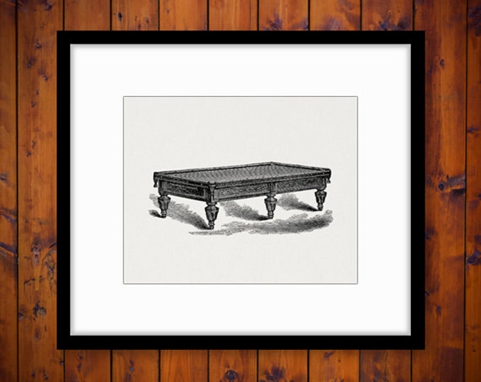 Antique Pool Table Printable Image Digital Billiards Graphic Download Vintage Clip Art Jpg Png Eps HQ 300dpi No.3674