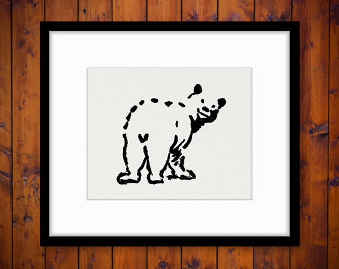 Digital Printable Bear Graphic Cute Bear Image Nursery Wall Art Home Decor Download Vintage Clip Art for Transfers etc HQ 300dpi No.4637