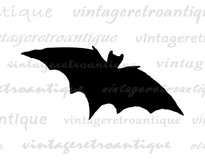 Printable Graphic Bat Silhouette Image Halloween Bat Digital Bat Shape Outline Download Antique Clip Art for Transfers etc HQ 300dpi No.4689