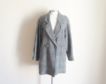Vintage 1980s Coat / Vintage Houndstooth Coat