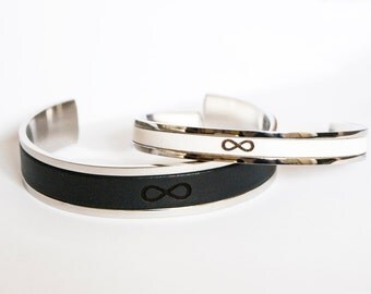 Engagement Gift For Couples Wedding Gift His and Her Personalized Bracelets for Couples Infinity Bracelet Leather Couples Jewelry Matching
