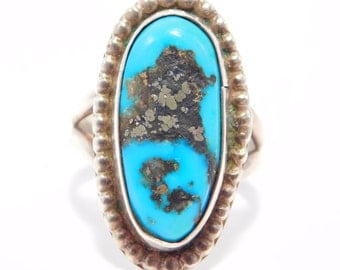 Sterling Southwest Turquoise Estate Ring Pyrite