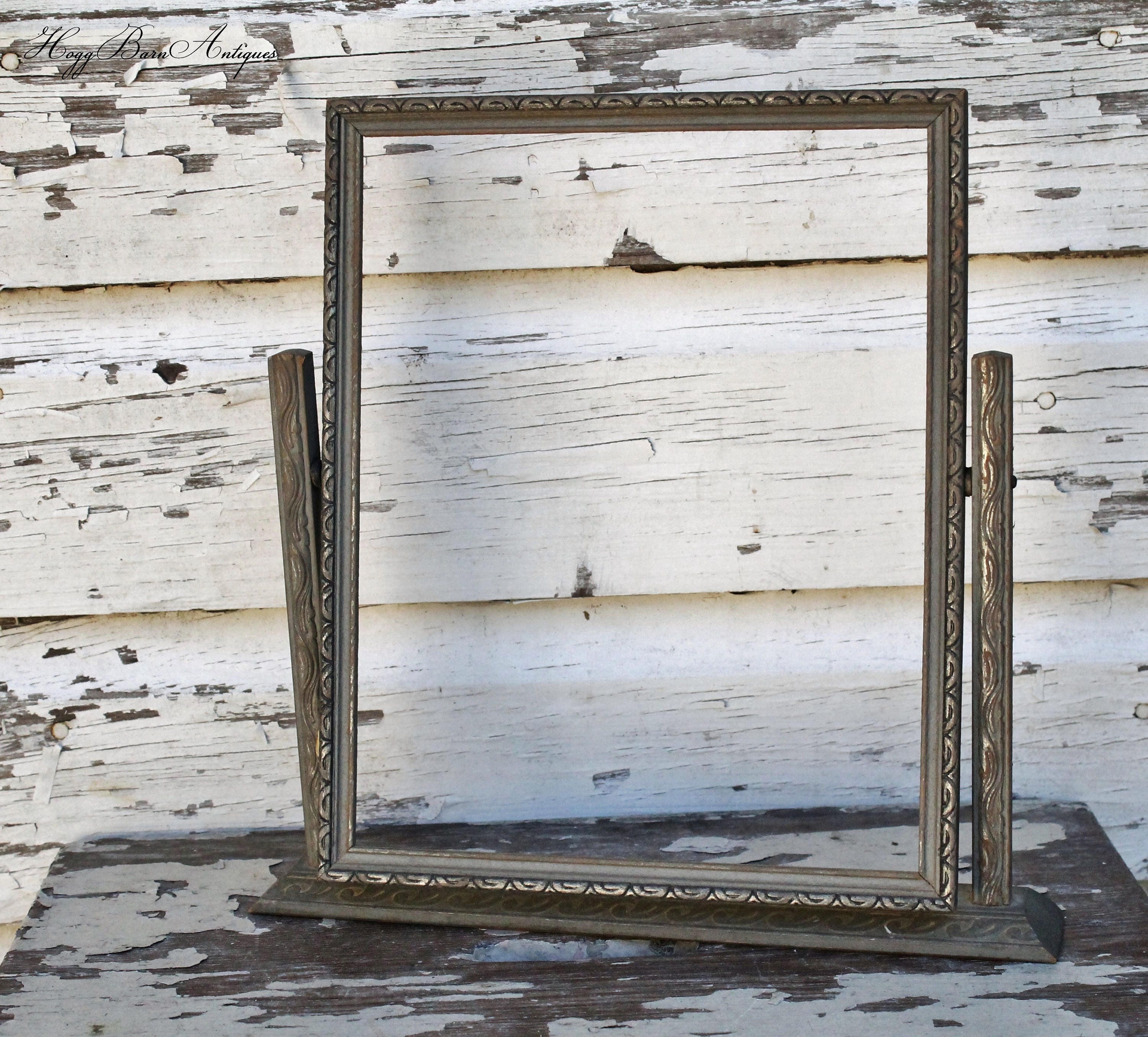 Antique Vintage Swivel Wooden Frame Photo Farmhouse Decor from