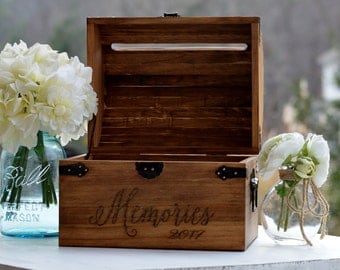 Keepsake Box For Baby Or Wedding, Wooden Memories Box, Card Box With Slot, Love Letters Box, 5th Anniversary Gift, Wedding Memory Chest