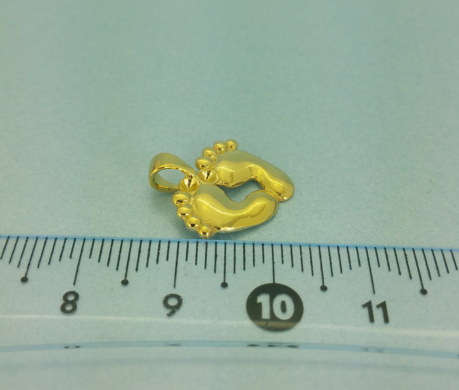 Gold Baby Feet Charm. Gold Vermeil Baby Feet charm designed for