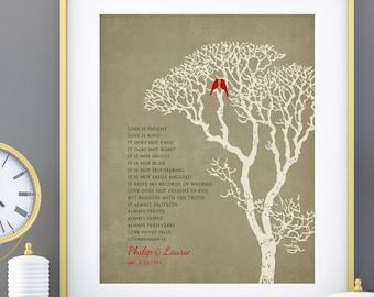 1 Corinthians 13 Love is Patient Bible Verse personalized print with NAMES Wedding Anniversary Gift 8 x 10