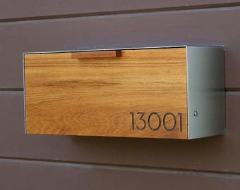 Modern Mailbox, Teak and Stainless Steel Mailbox