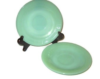 Vintage Fire King Jadite Jane Ray Saucers 5.75 inches, Fire King Jadeite Saucer,Jane Ray saucer Green Glass