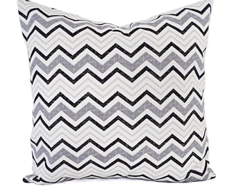Two Chevron Pillow Covers - Black and Grey Pillows - Modern Pillow - Black Pillow - Custom Pillow - 16 Inch Pillow - 18 x 18 Pillow 20 x 20