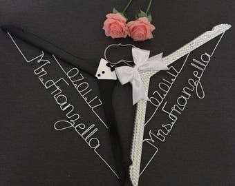 Mr and Mrs Hangers - Bride and Groom Hangers - Tuxedo Hanger - Rhinestone Hanger - Bride Hanger - Wedding Name Hanger - Mrs Hanger Bride