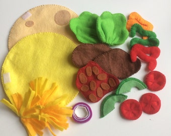 Felt play food - felt taco - felt wrap - felt fajita - felt mexican food - fajita - wrap