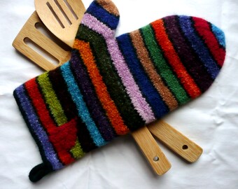 Handmade Felted Oven Mitt