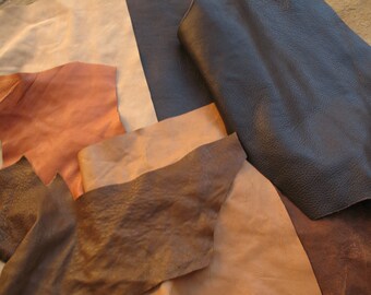 Leather scraps 20 pieces of colored assorted leather