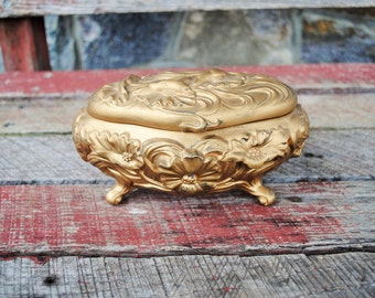 Antique N.B. Rogers SPC Cast Pot Metal Jewelry Casket