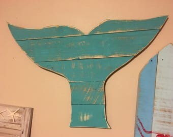 Rustic Wooden Whale Tail//Home Decor//Gift for Her//Beach Decor//Nautical Decor//Cottage Chic Decor//