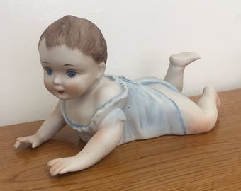 Vintage Bisque Baby Boy Crawling-Shipping Included