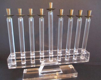 Acrylic Menorah/Mid Century Modern/Hanukkah/Jewish/Vintage Menorah/