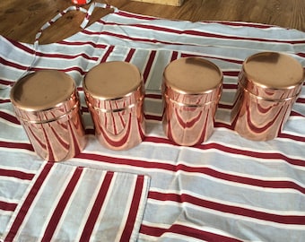 Vintage copper Four canisters containers Made in France