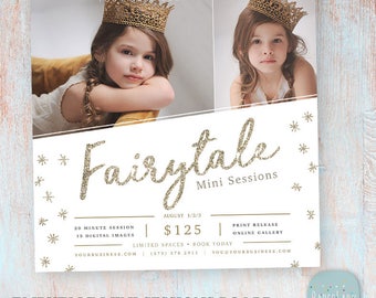 Mini Session Template - Gold Glitter Photography Photoshop Template - Fairytale - IY003 - INSTANT DOWNLOAD